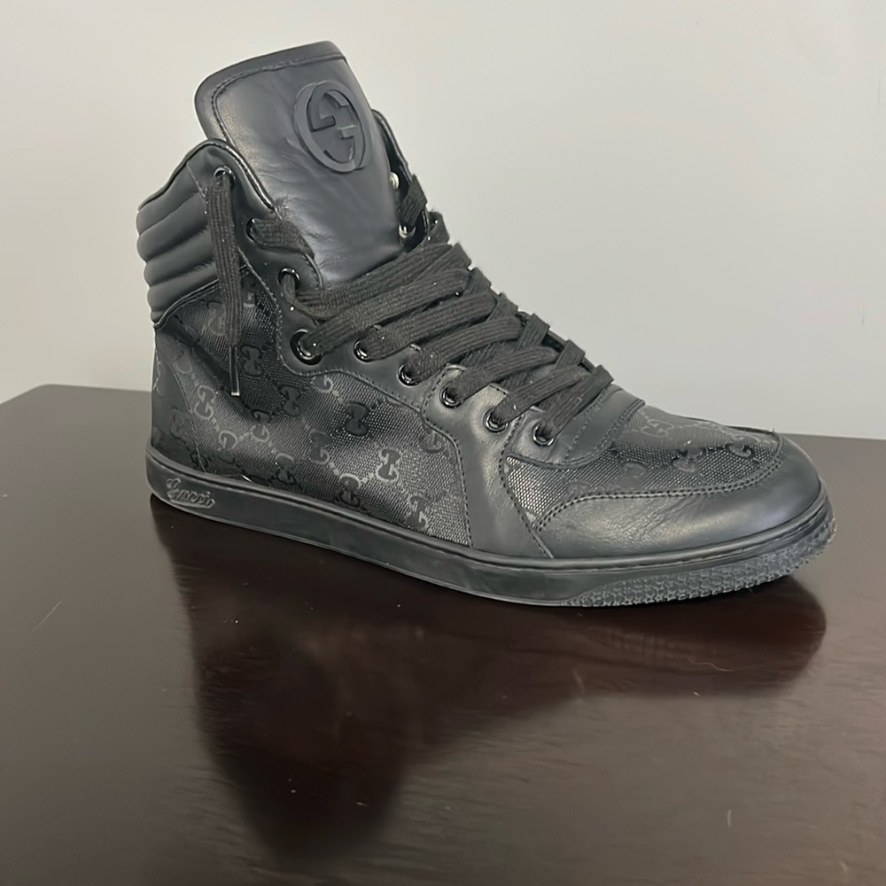 GUCCI IMPRIMEE/NEW PRAGA SOFT BLACK HIGH TOP SNEAKERS